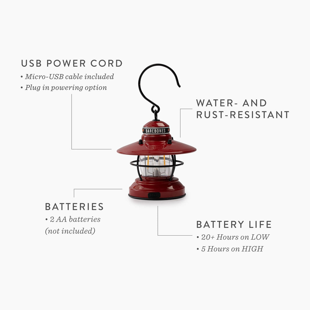 Barebones Edison mini lantern 3-pack red close-up LED for cozy glow.
