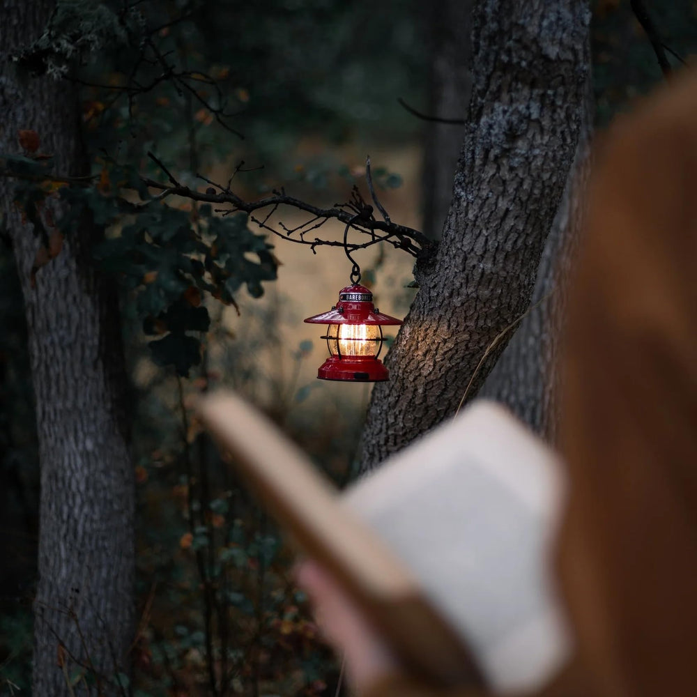 Barebones Edison mini lantern 3-pack red home-decor accent with warm glow.