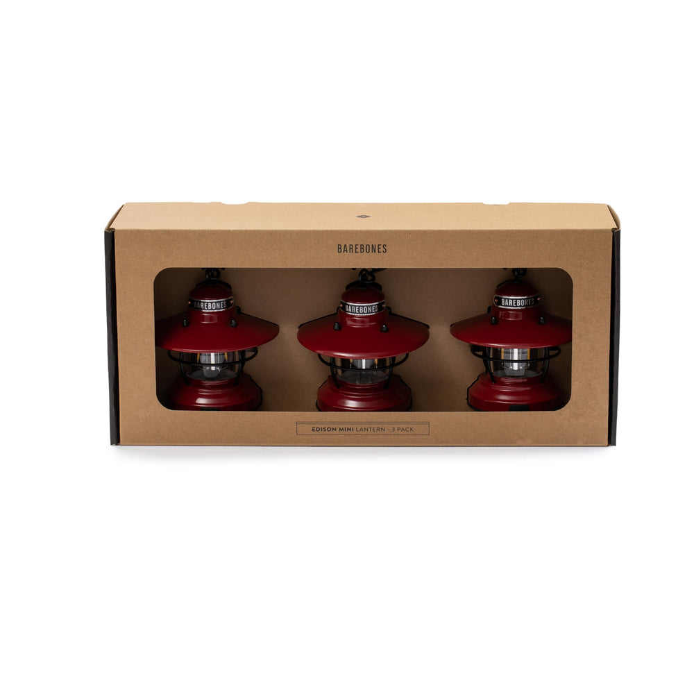 Barebones Edison mini lantern 3-pack red USB-powered convenience on demand.