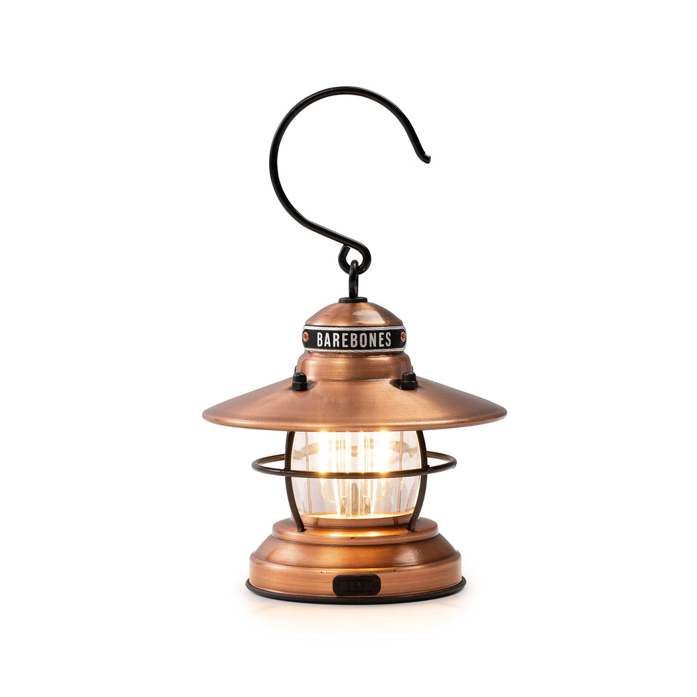 Barebones Edison Mini Lantern antique bronze close-up shows durable steel for rugged outdoor use.