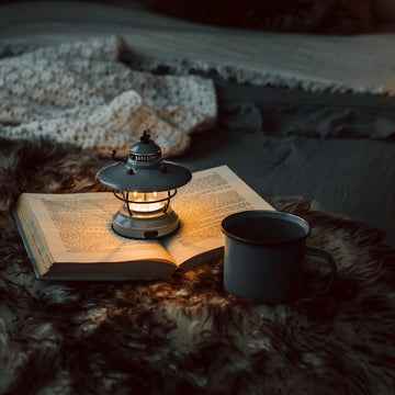 Barebones Edison Mini Lantern low brightness setting provides cozy ambiance outdoors.