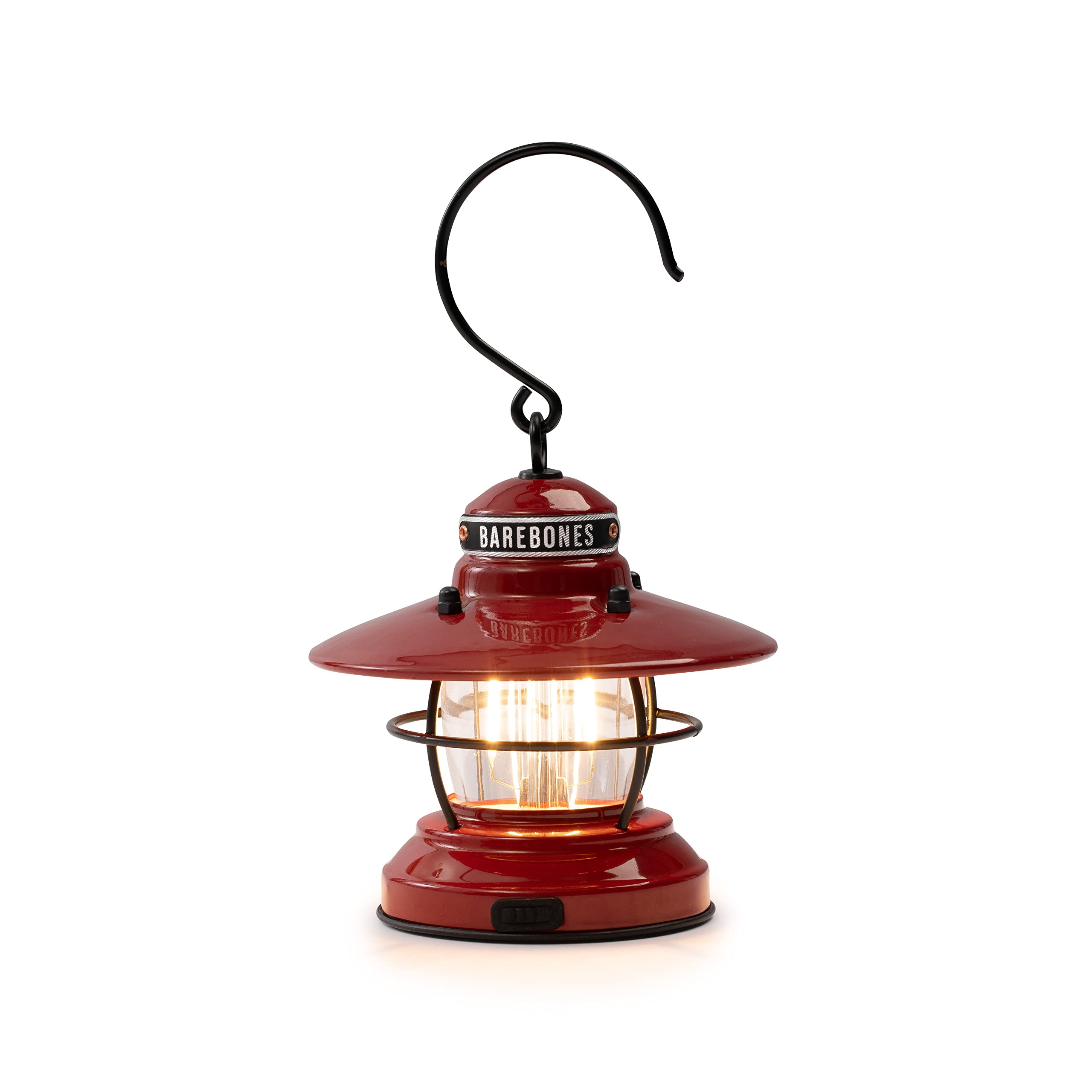 Barebones Edison Mini Lantern olive drab camping tent entrance for portable lighting.