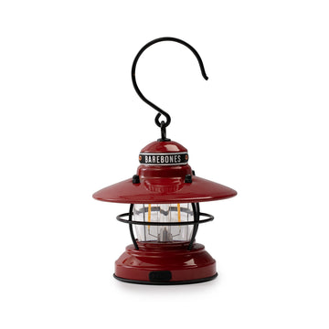 Barebones Edison Mini Lantern red side view highlighting rugged outdoor durability