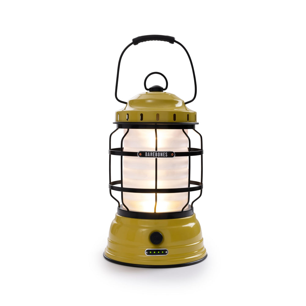 Barebones Forest Lantern brightness dial close-up highlights adjustable lighting for outdoor scenes.