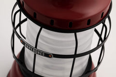 Barebones Forest Lantern red recharge-port highlights quick recharge and dependable power.