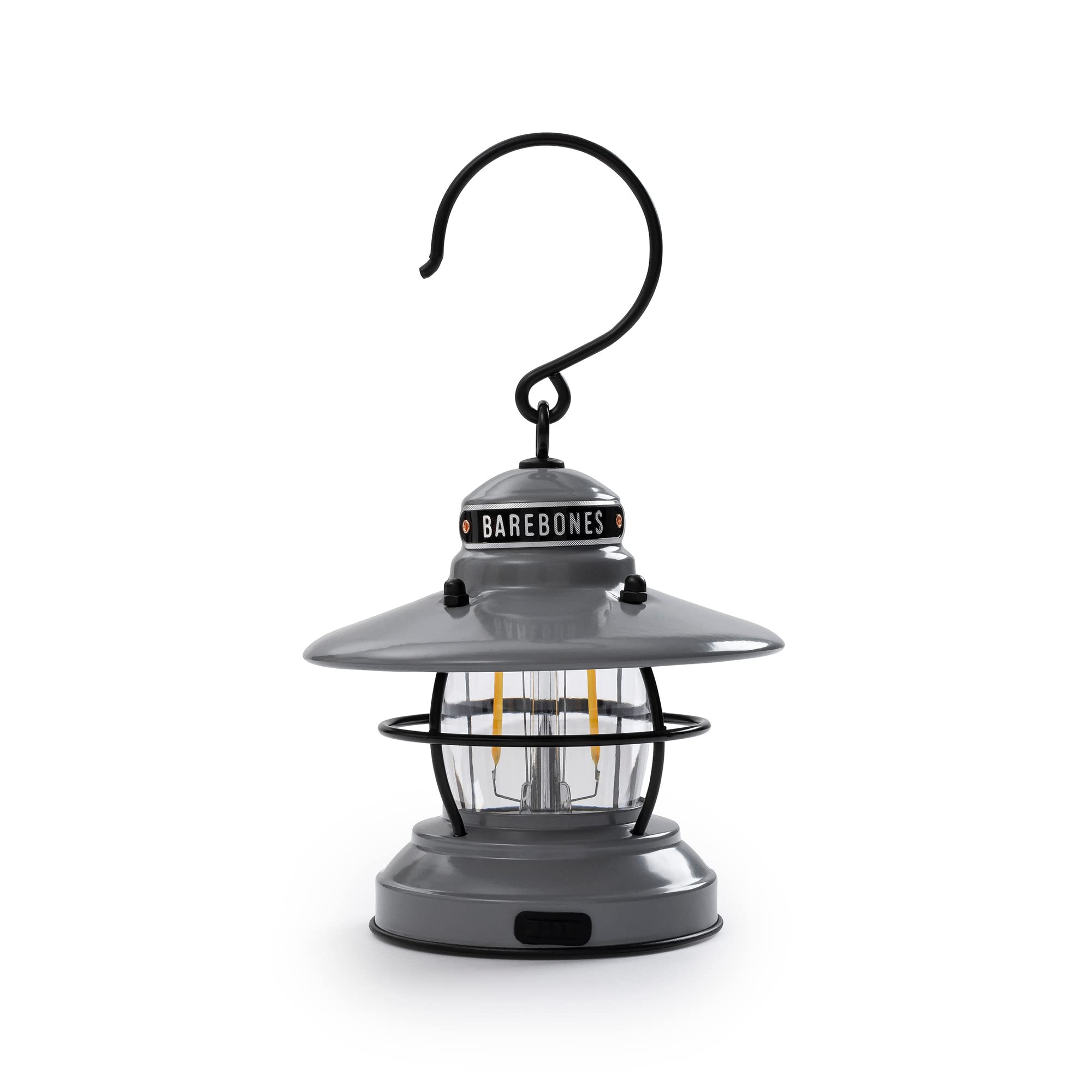 Barebones Mini Edison Lantern on table offers compact, portable lighting