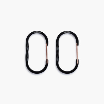 Barebones Wiregate Carabiner medium black with twisted spine for camping and gear organization