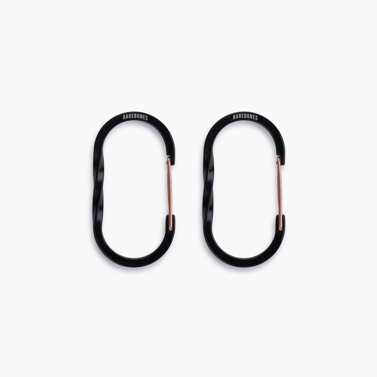 Barebones Wiregate Carabiner medium black with twisted spine for camping and gear organization