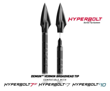 Barnett Demun Helical Broadhead attached to Hyperbolt 3F tip with secure, easy installation.