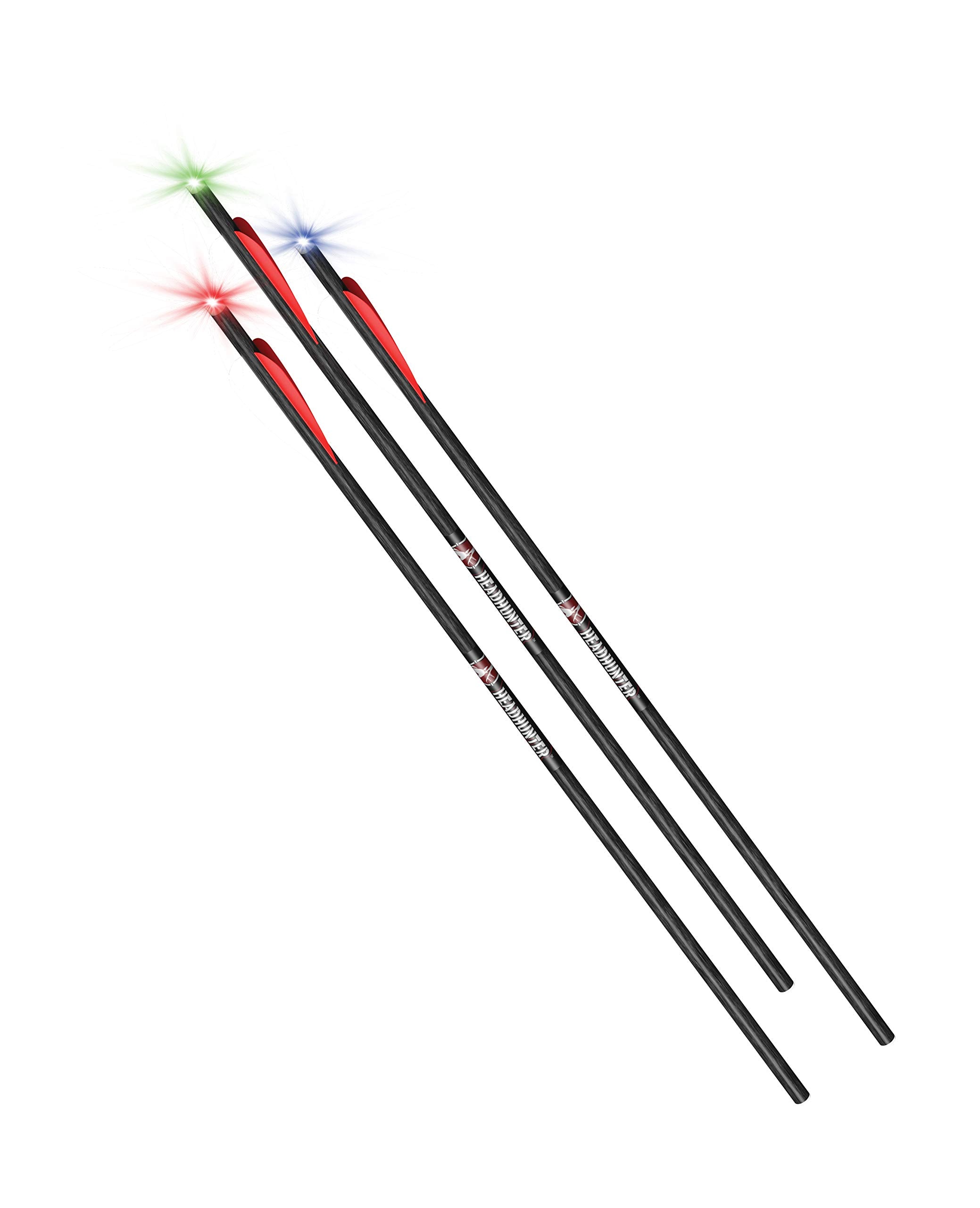 Barnett HeadHunter strobe-lighted crossbow arrow improves visibility in low light.