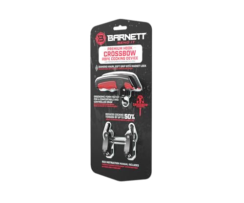 Close-up of Barnett Rope Cocking Device showing diamond knurl soft grip and magnet lock