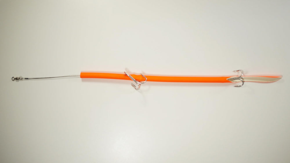 Barracuda Tube Lure Orange 2-Pack with Double Treble and Double Weights, Made in Florida Keys