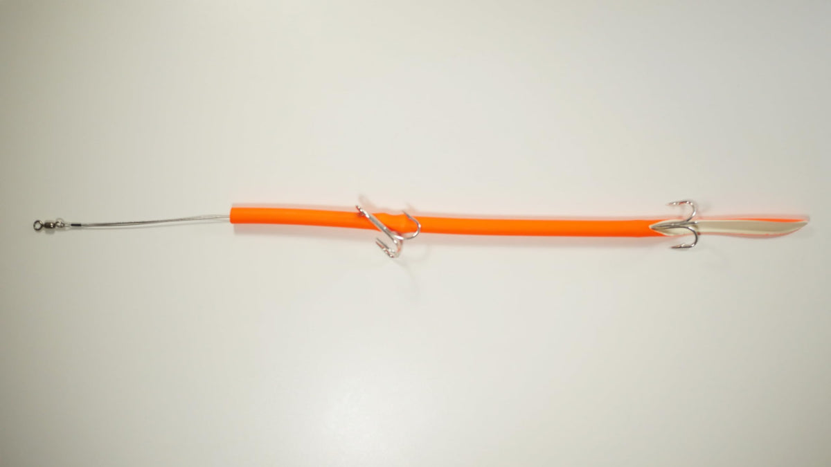 Barracuda Tube Lure Orange 2-Pack with Double Treble and Double Weights, Made in Florida Keys