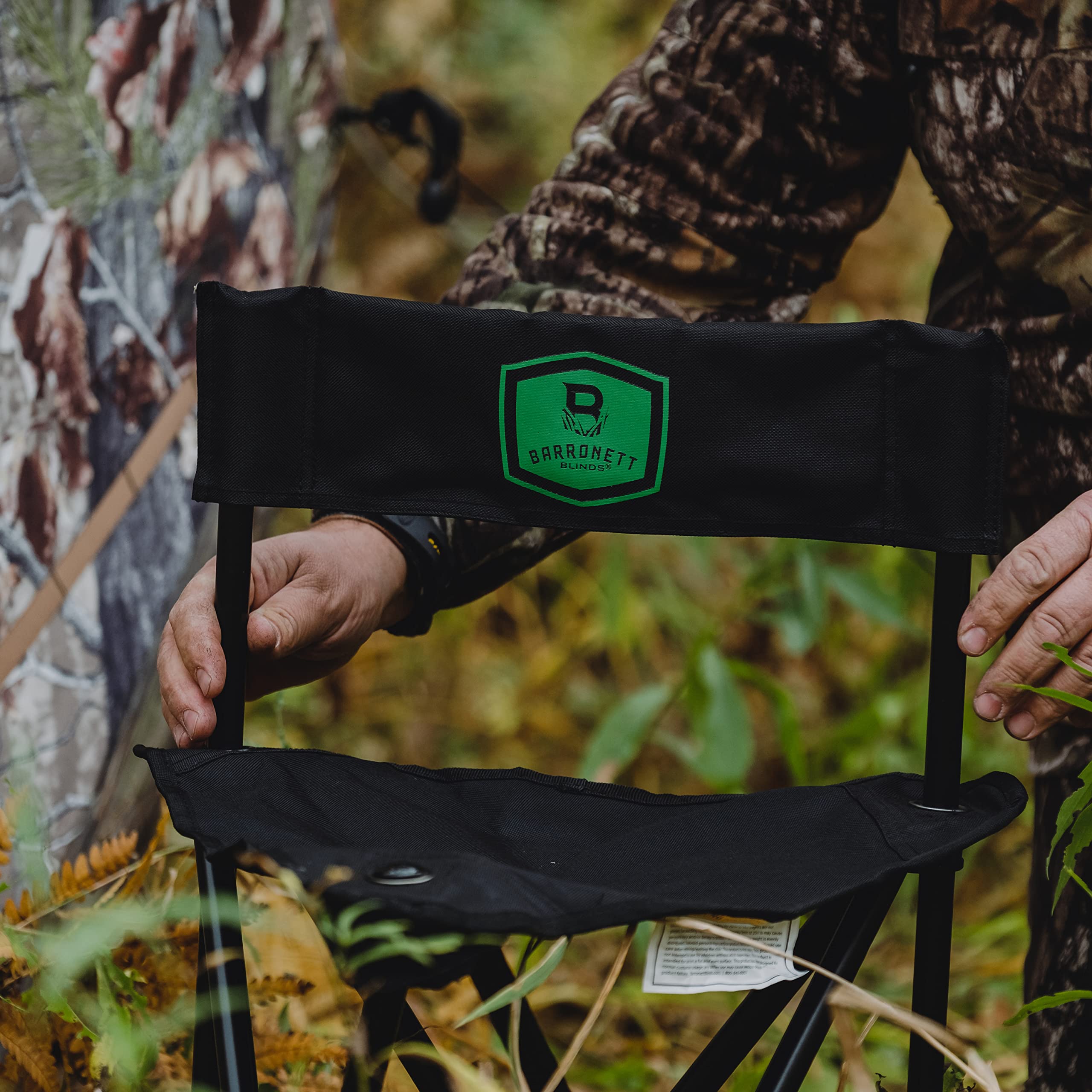Open BC100 chair in use for hunting, lightweight and durable