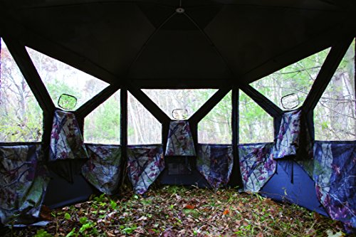 Barronett Blinds PT550BW Bloodtrail Backwoods Camo blends with terrain.