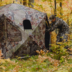 Barronett Blinds PT550BW shoot-through mesh supports broadhead and firearm use.