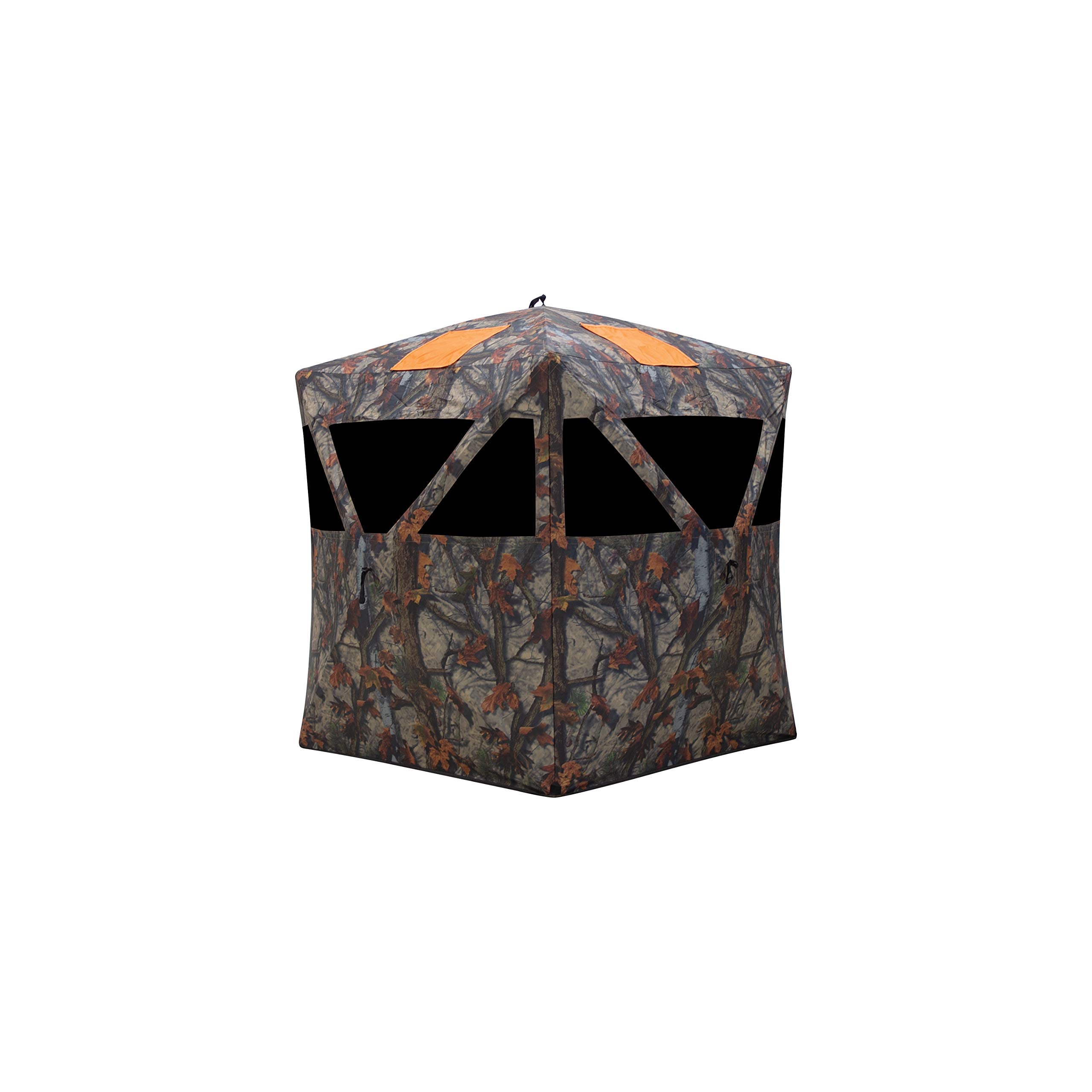Front view of Barronett Blinds Road Runner RR200BT in Bloodtrail Woodland camouflage.