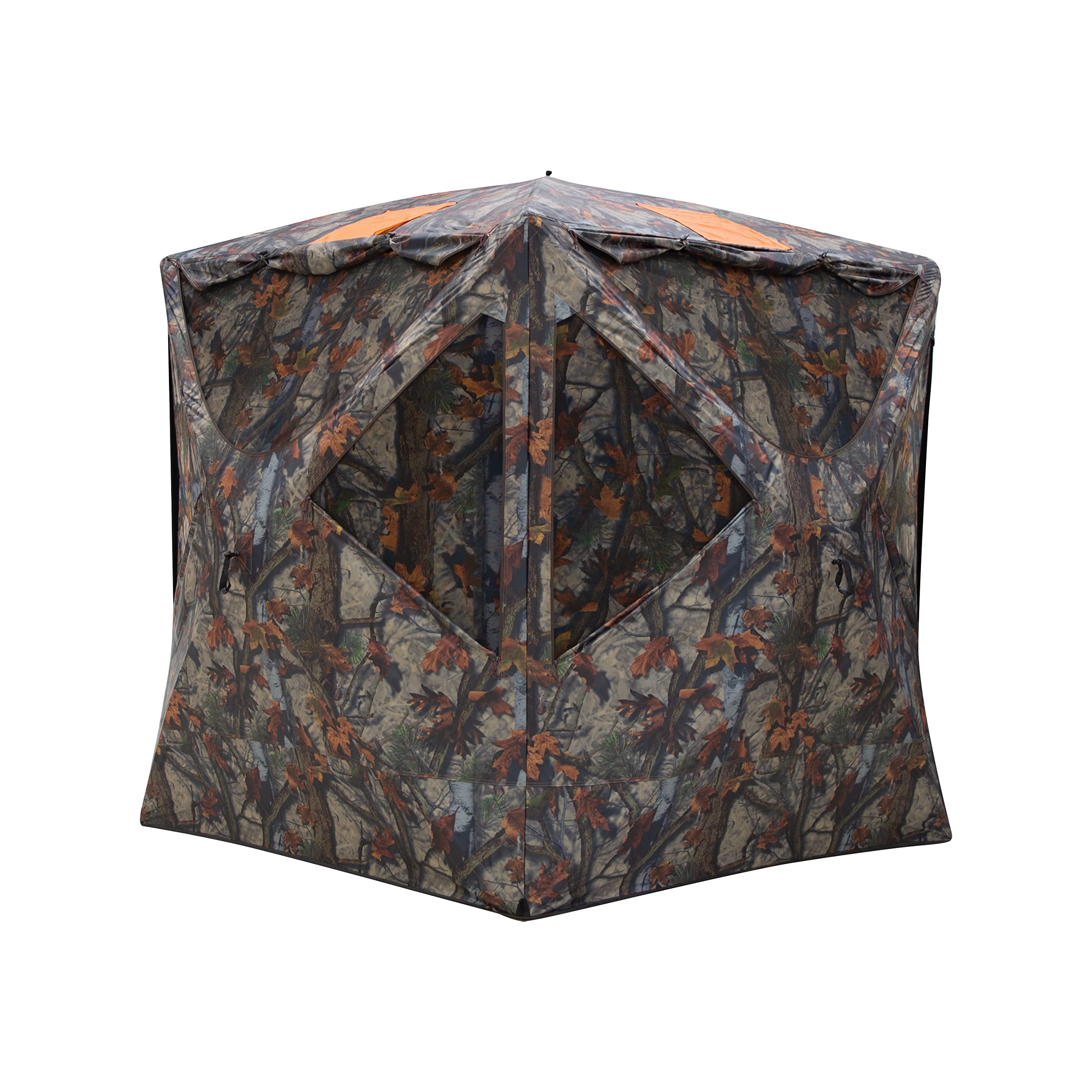 Barronett Blinds Tag Out Hub blind, three-person popup setup for comfortable group hunts.