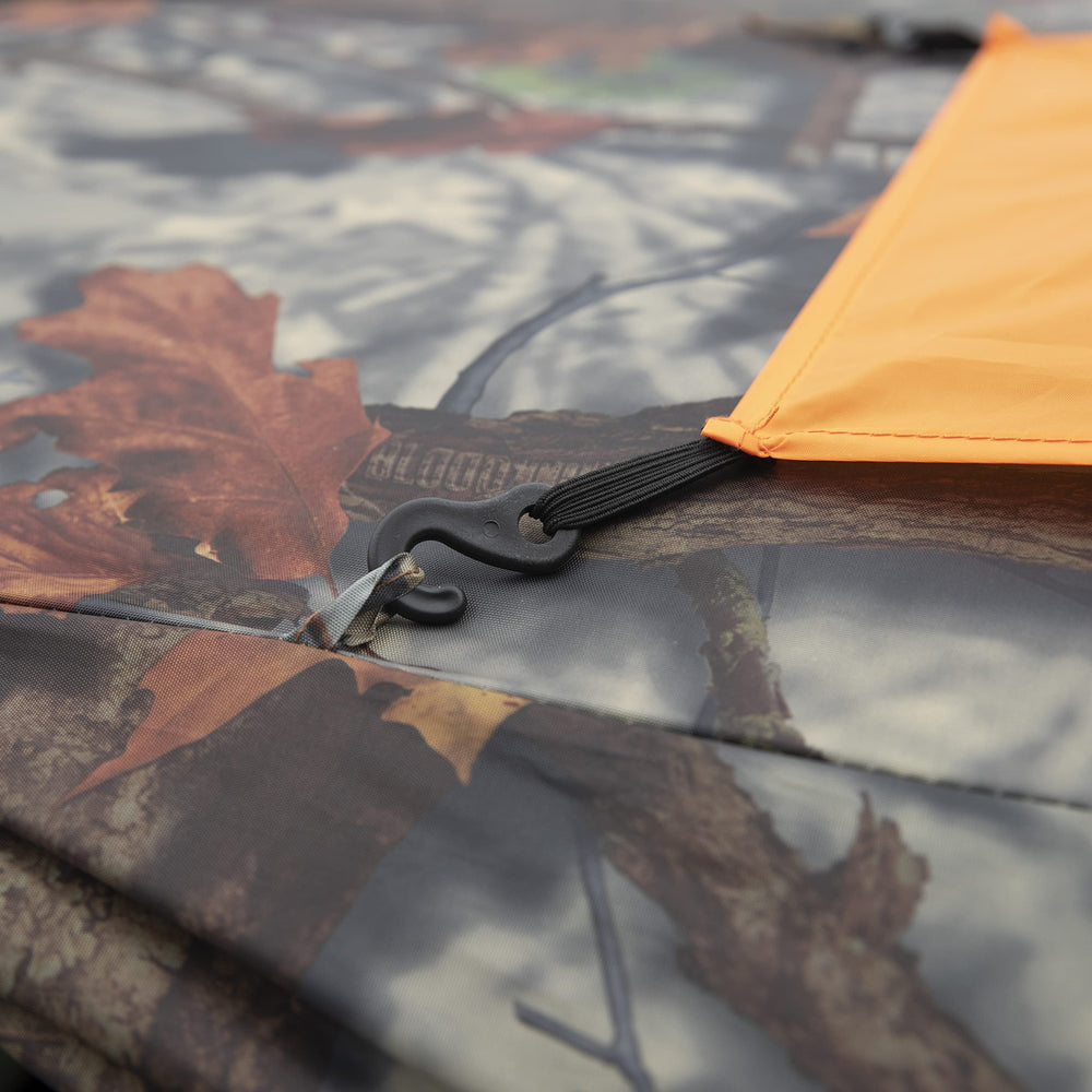 Barronett Blinds Tag Out Hub tie-down ropes for windy conditions.