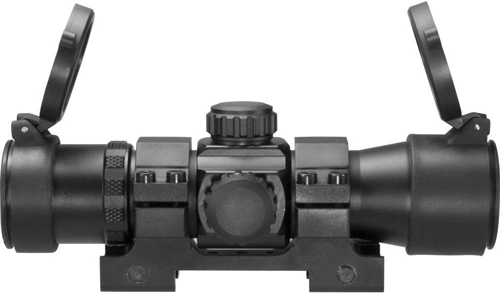 Barska 1x30 sight side adjustments showing windage and elevation controls