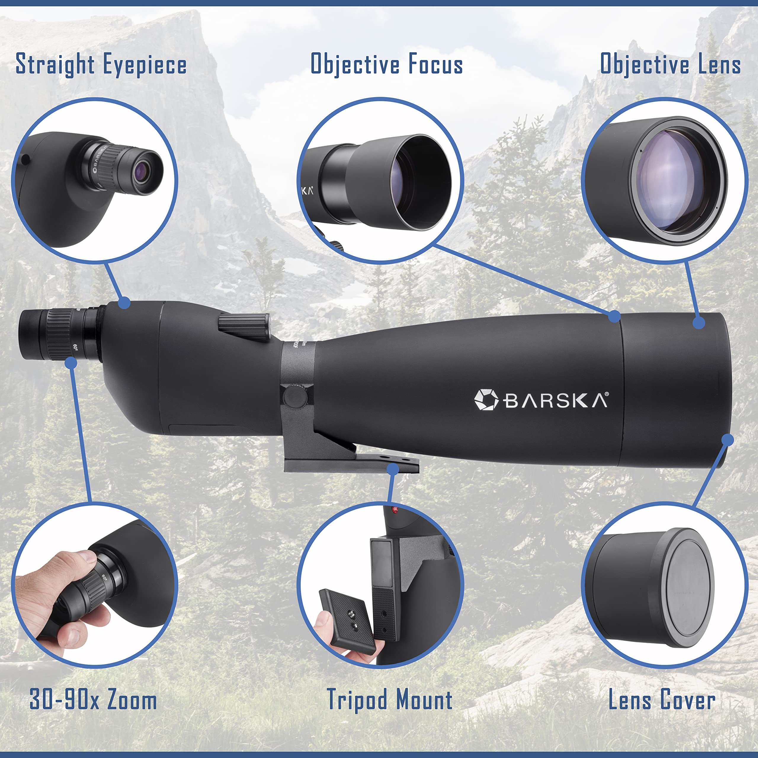 Barska Colorado spotting scope 90mm ocular lens provides brighter images in low light