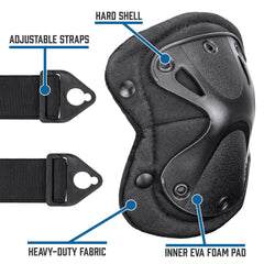 CX-400 pads with adjustable velcro straps for quick fit