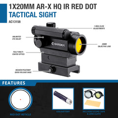 Barska HQ Red Dot auto-brightness mode adapts to light conditions.