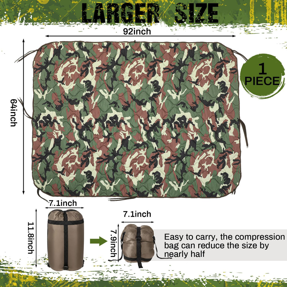 Barydat Woobie blanket laid flat showing 92x64 inch size for camping use.