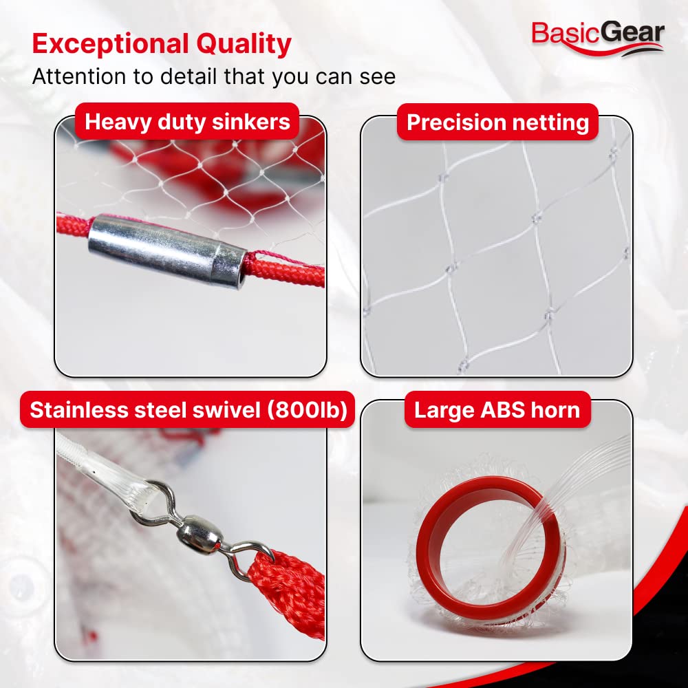 BasicGear cast net with Japanese stainless swivel for smooth throws