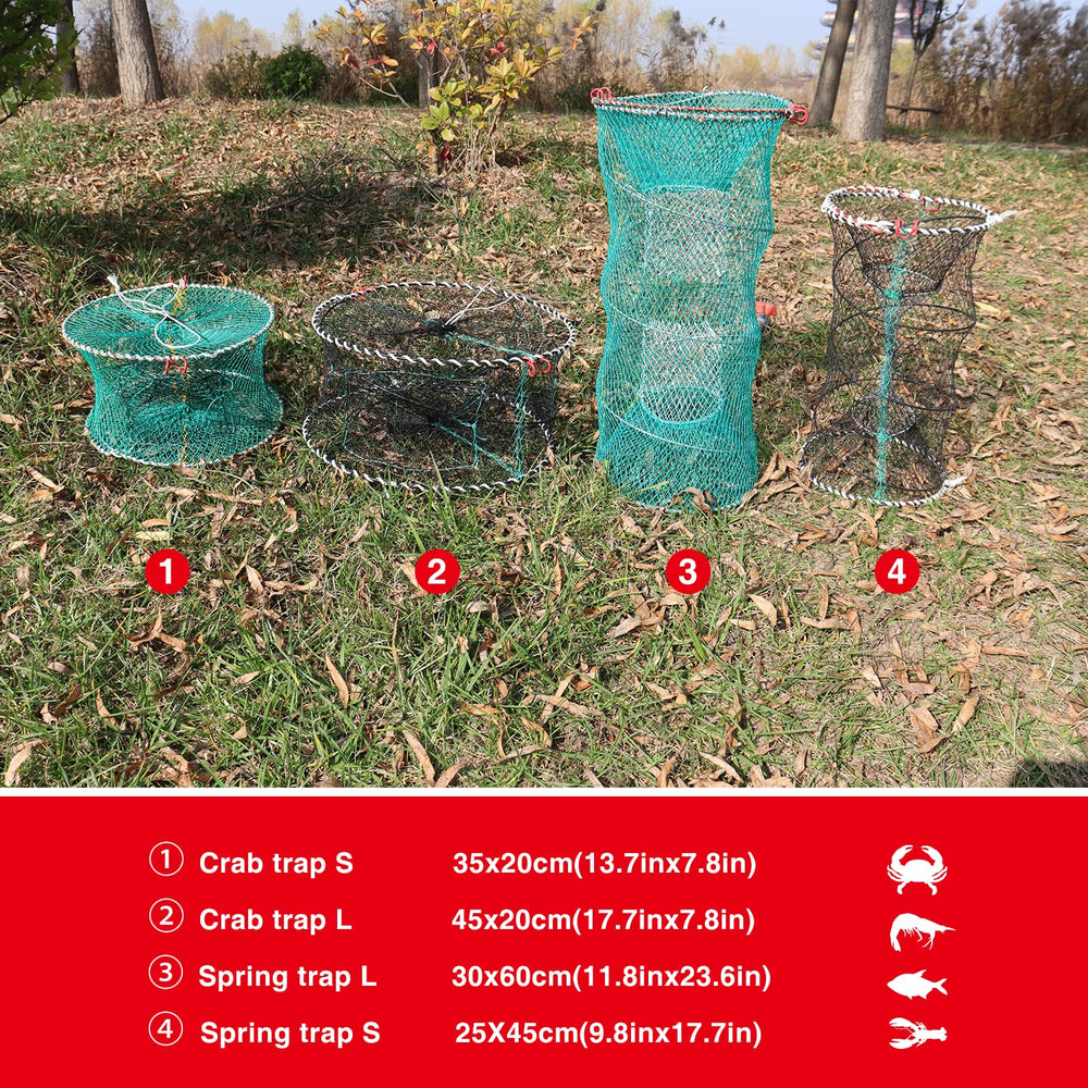 Collapsed/folded BasicGear crab trap 45x20cm for easy storage
