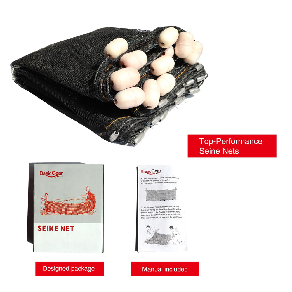 BasicGear Seine Net neatly stowed shows portability for easy transport to remote fishing spots.
