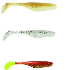 Bass Assassin WA32399 Turbo Shad shows soft tail movement for responsive bites while jigging or trolling