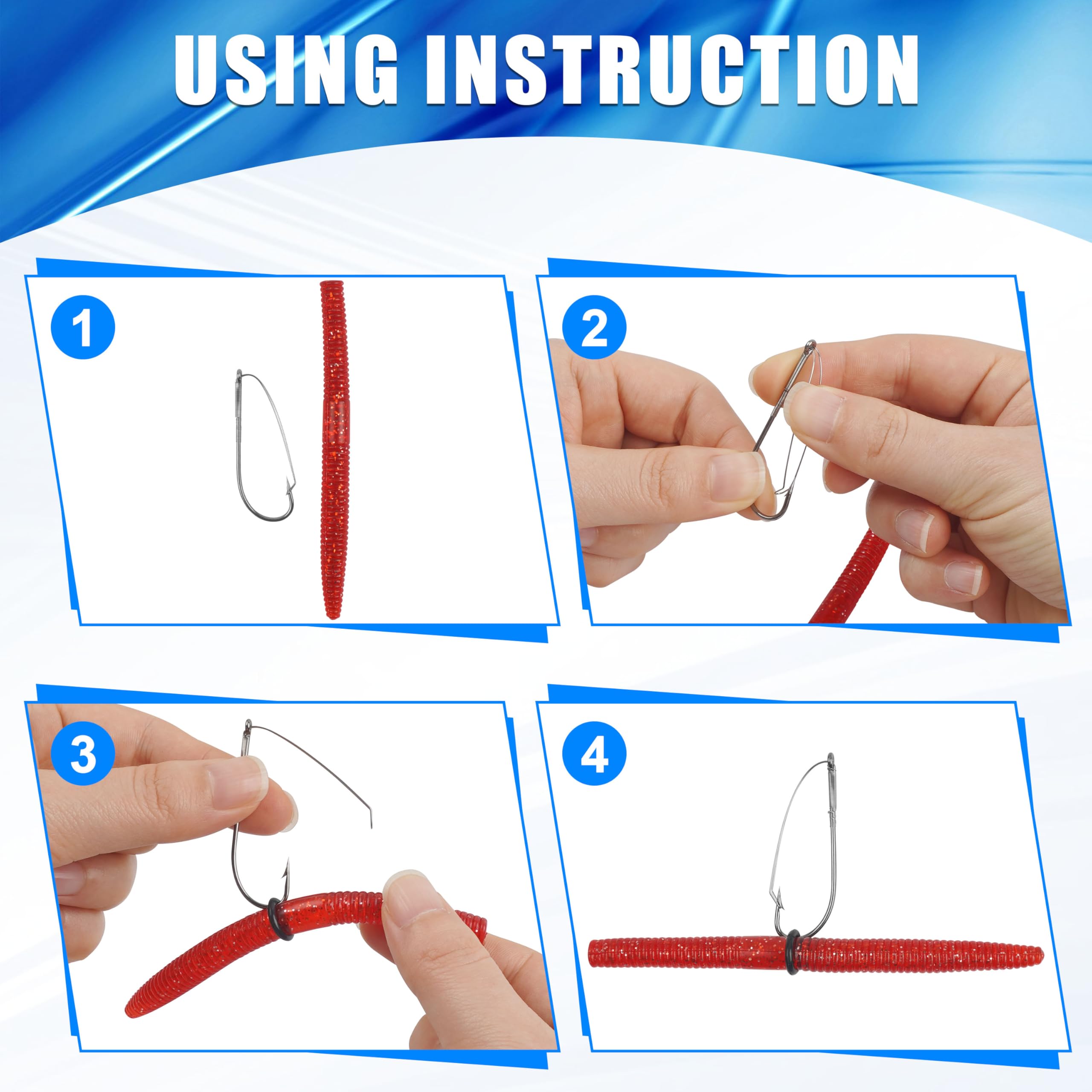 Bass fishing weedless hooks with soft plastic lures