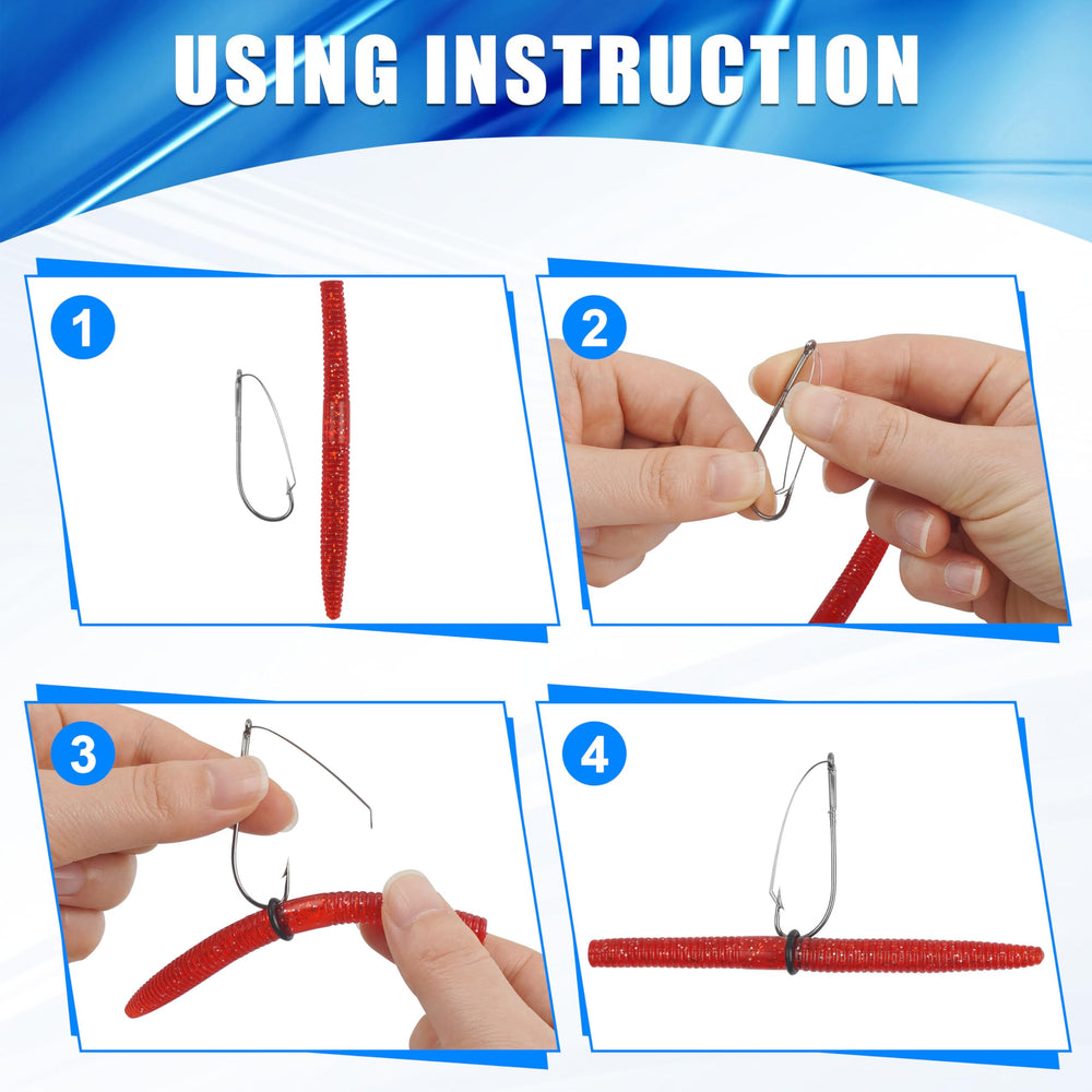 Bass fishing weedless hooks with soft plastic lures