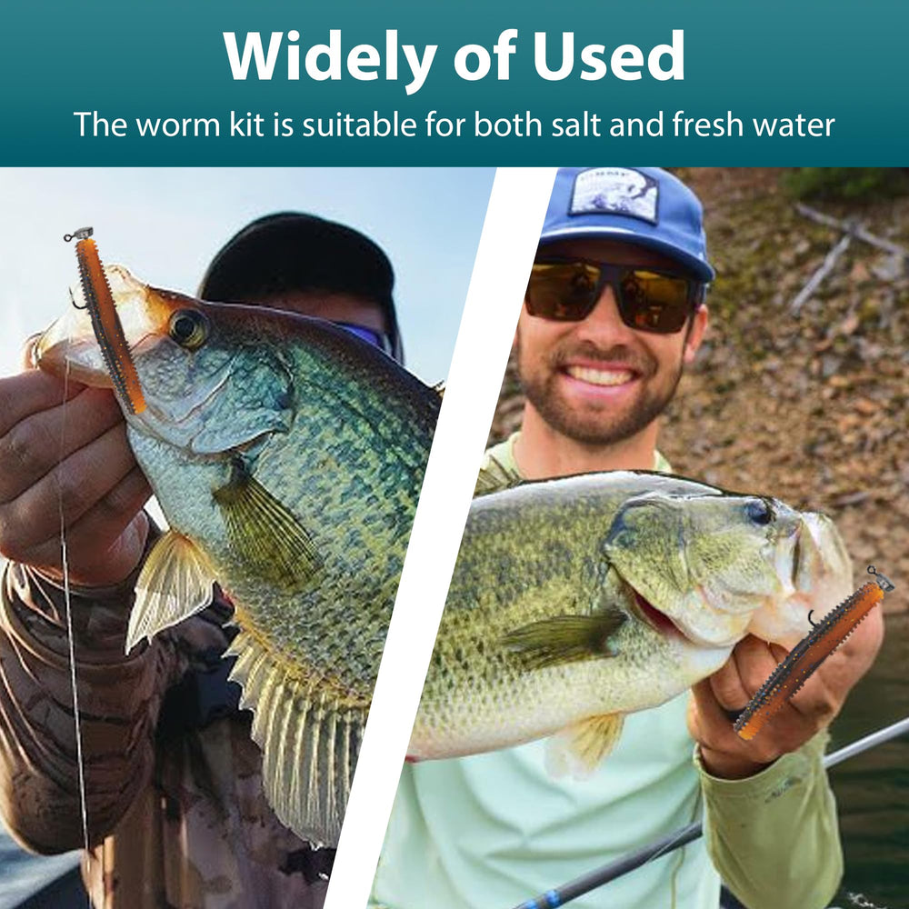 Tackle box filled with Senko stickworms and jig heads