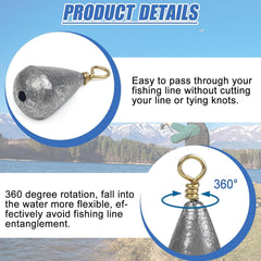 Five-size 25-piece fishing weight set (1/8oz to 1/2oz)