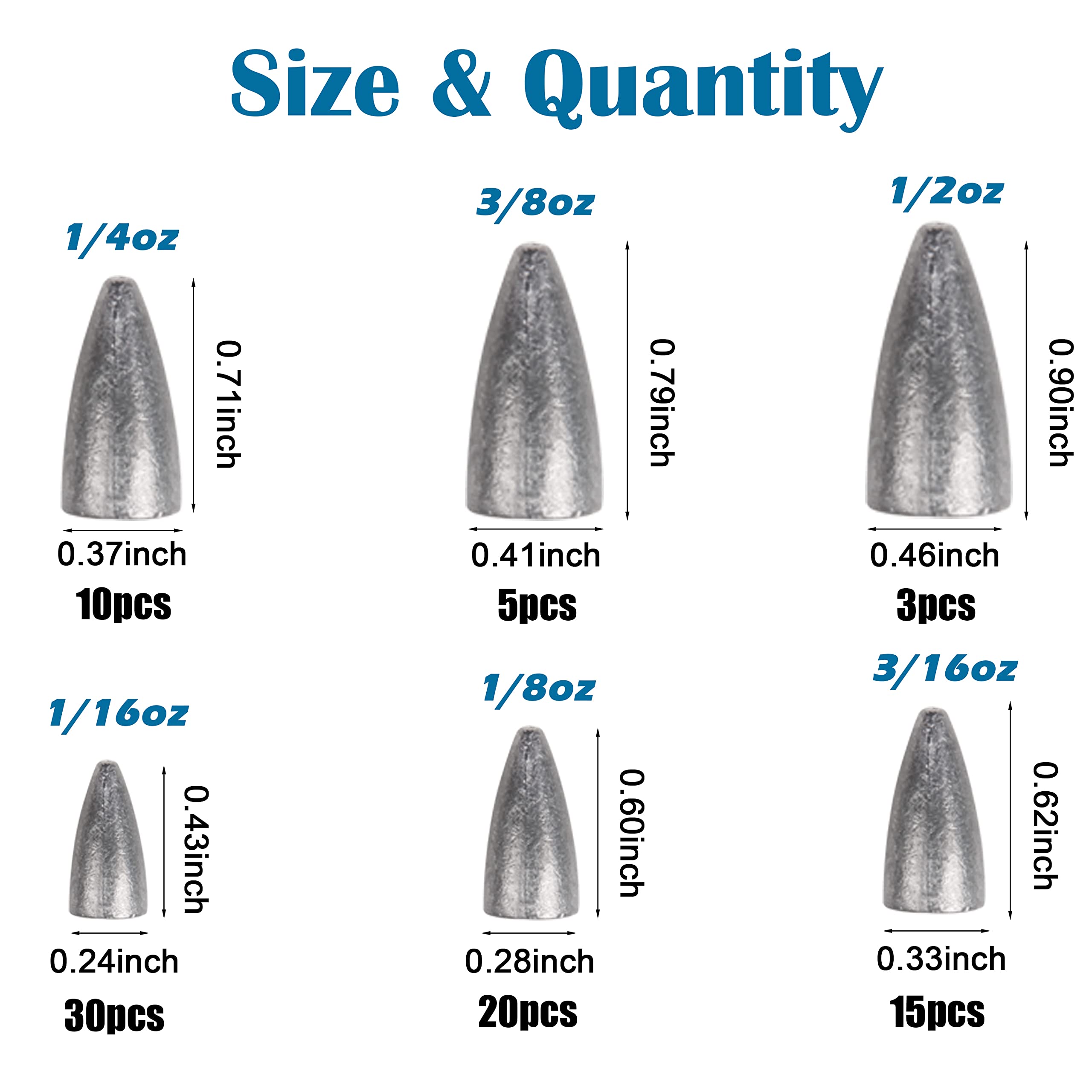 Bass sinker weights set 83pc in tackle box