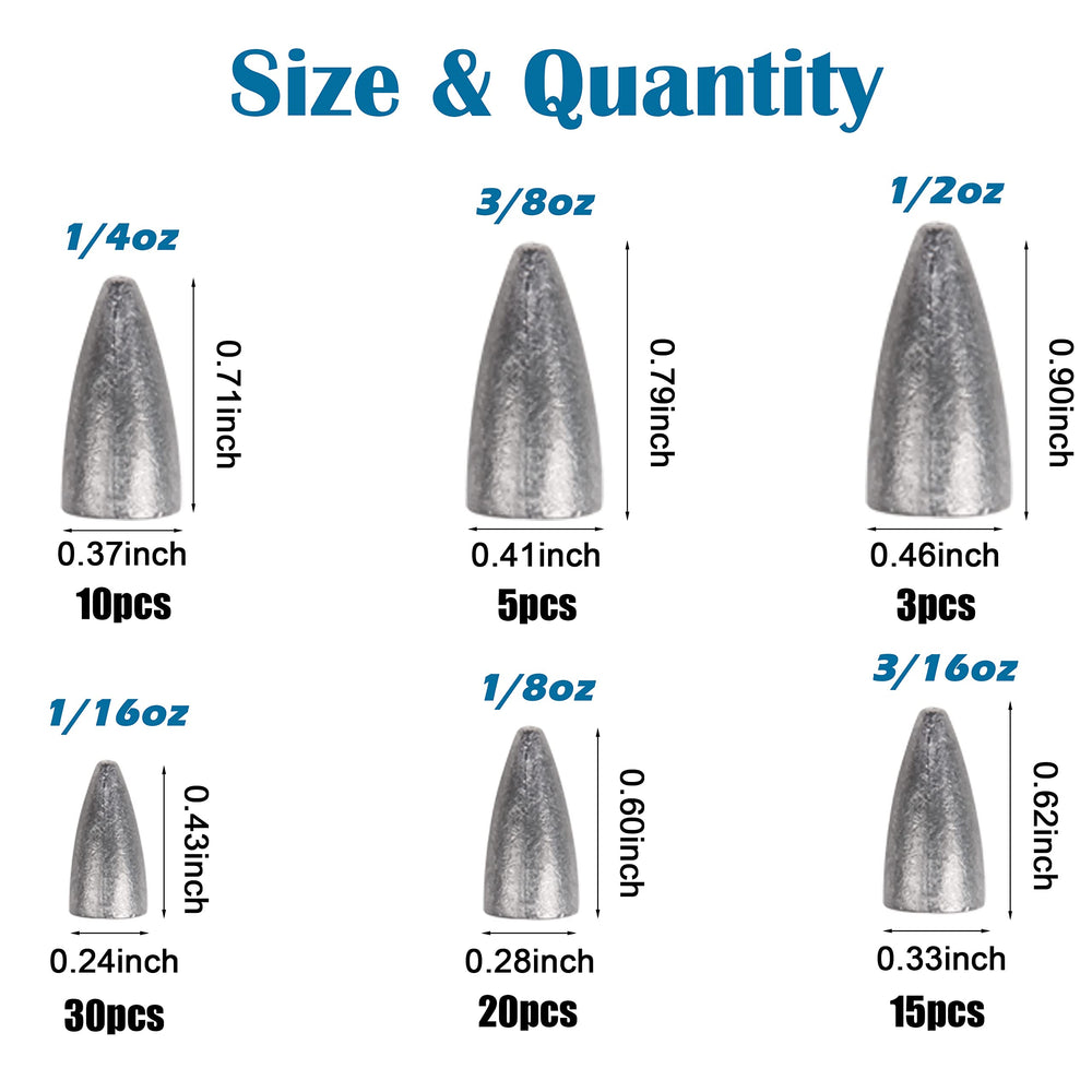 Bass sinker weights set 83pc in tackle box