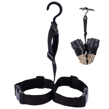 Close-up of adjustable strap buckle on BASSDASH wader hanger
