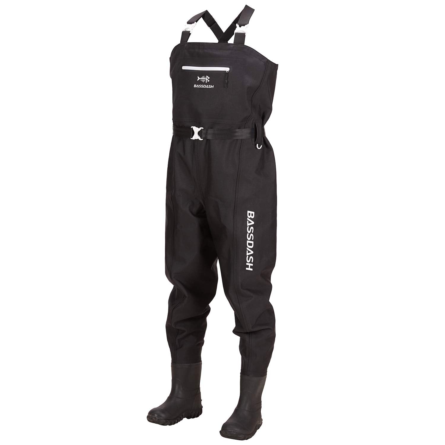 BASSDASH 3D boot-foot wader side view highlights rugged durability for demanding water access