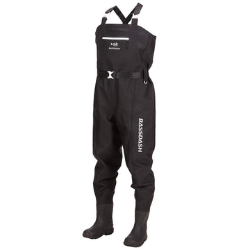 BASSDASH 3D boot-foot wader side view highlights rugged durability for demanding water access