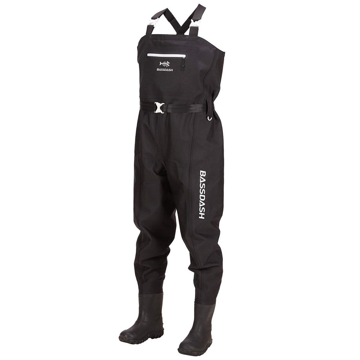 BASSDASH 3D boot-foot wader side view highlights rugged durability for demanding water access