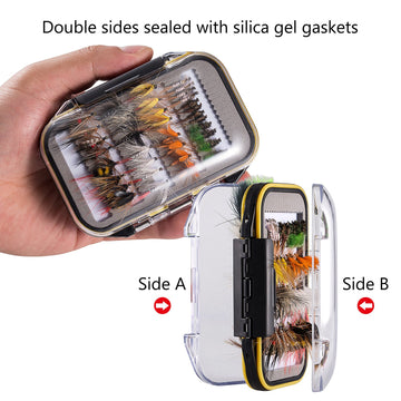 Double-sided waterproof fly box with solid latch included in the kit