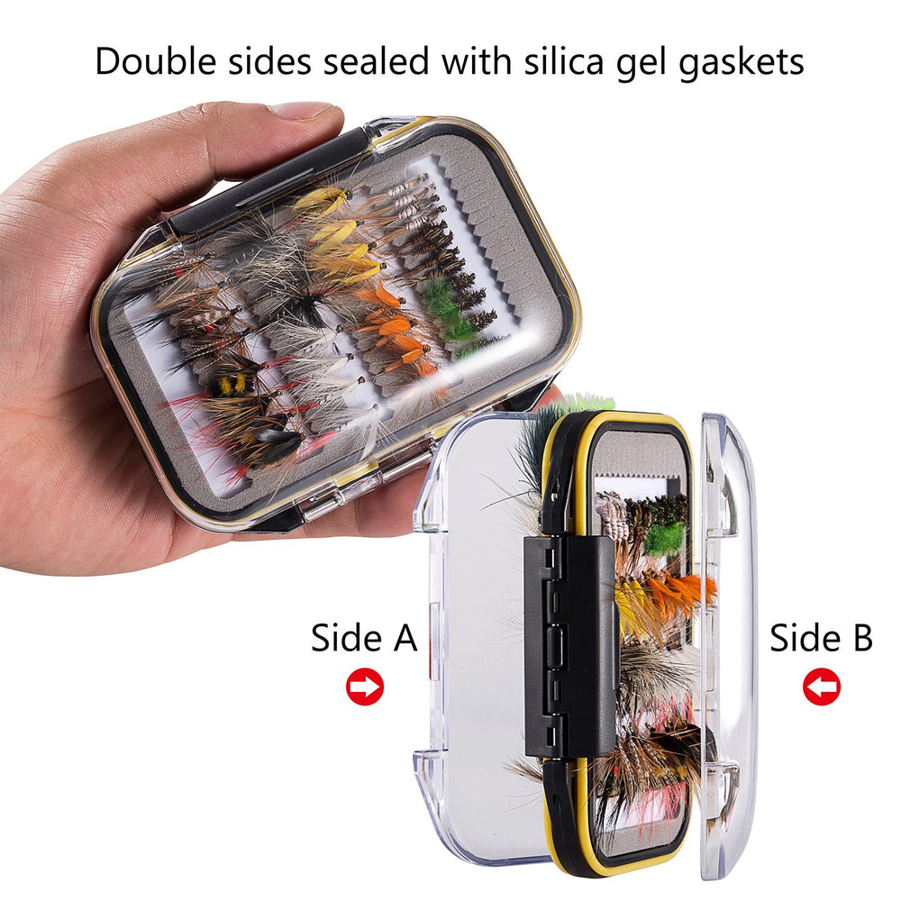 Double-sided waterproof fly box with solid latch included in the kit