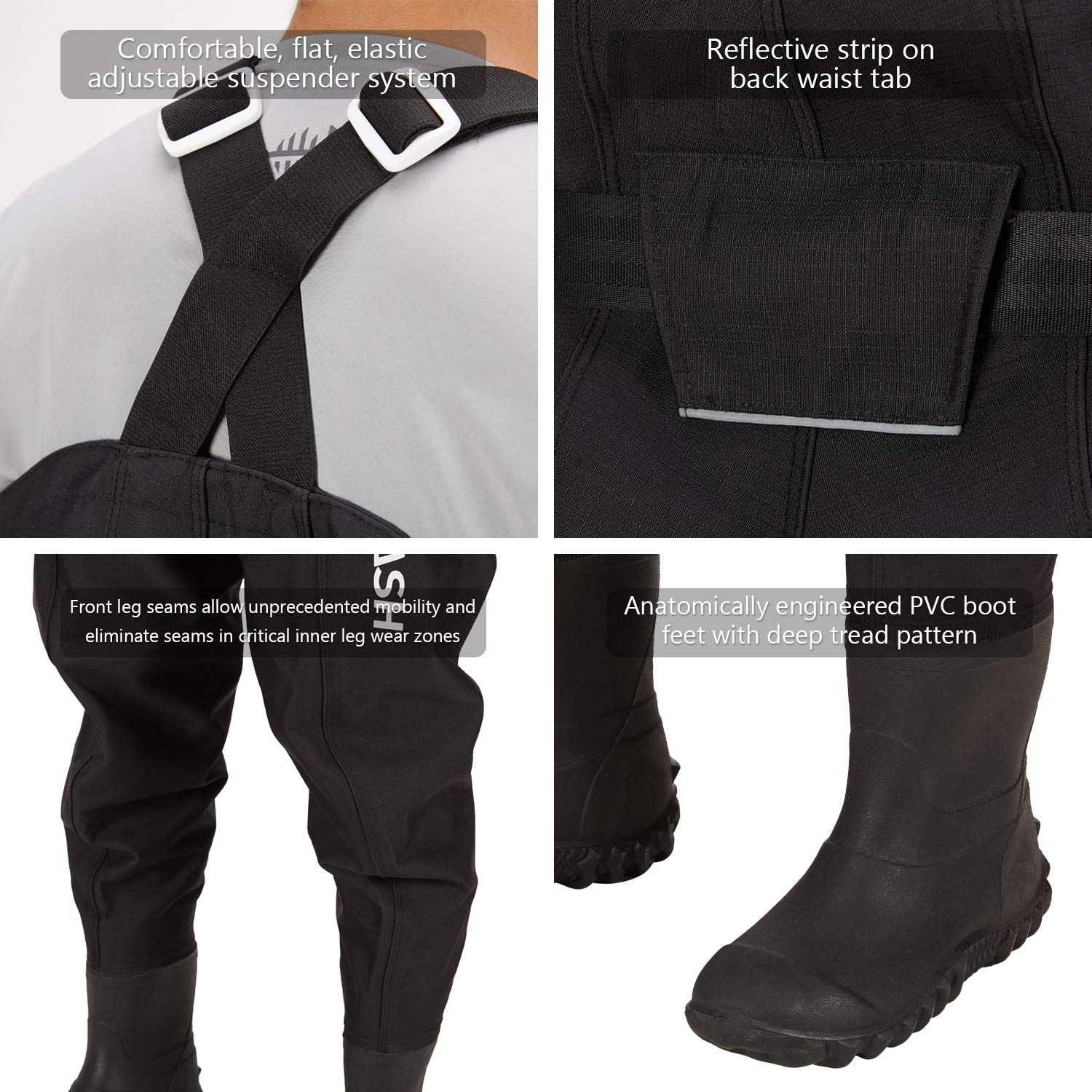BASSDASH adjustable suspenders and belt enable a secure, customizable fit