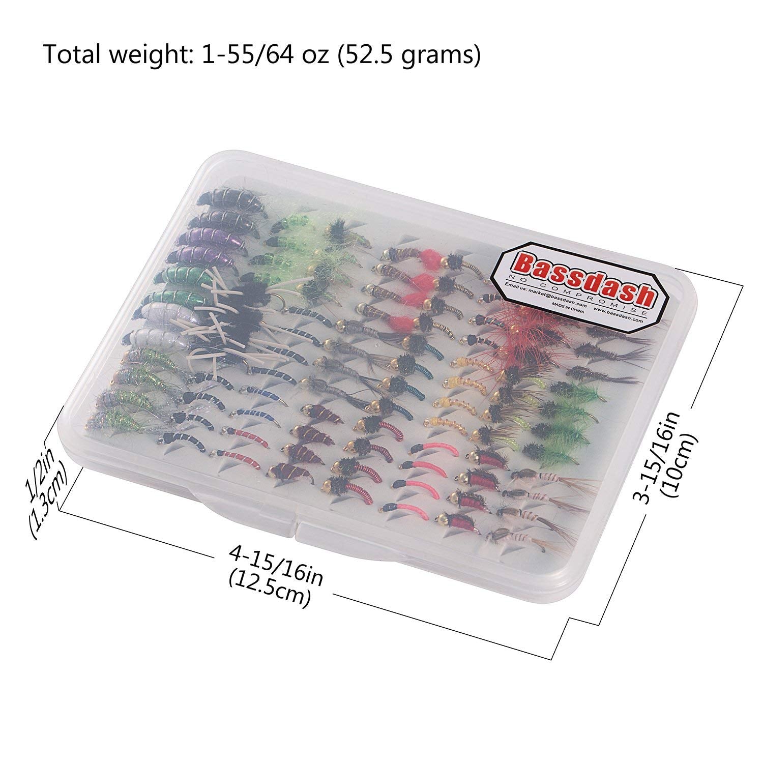 Nymph flies being used for bass fishing