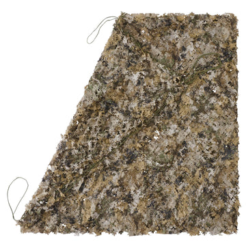 BASSDASH camo netting close-up shows durable 150D fabric with water resistance.