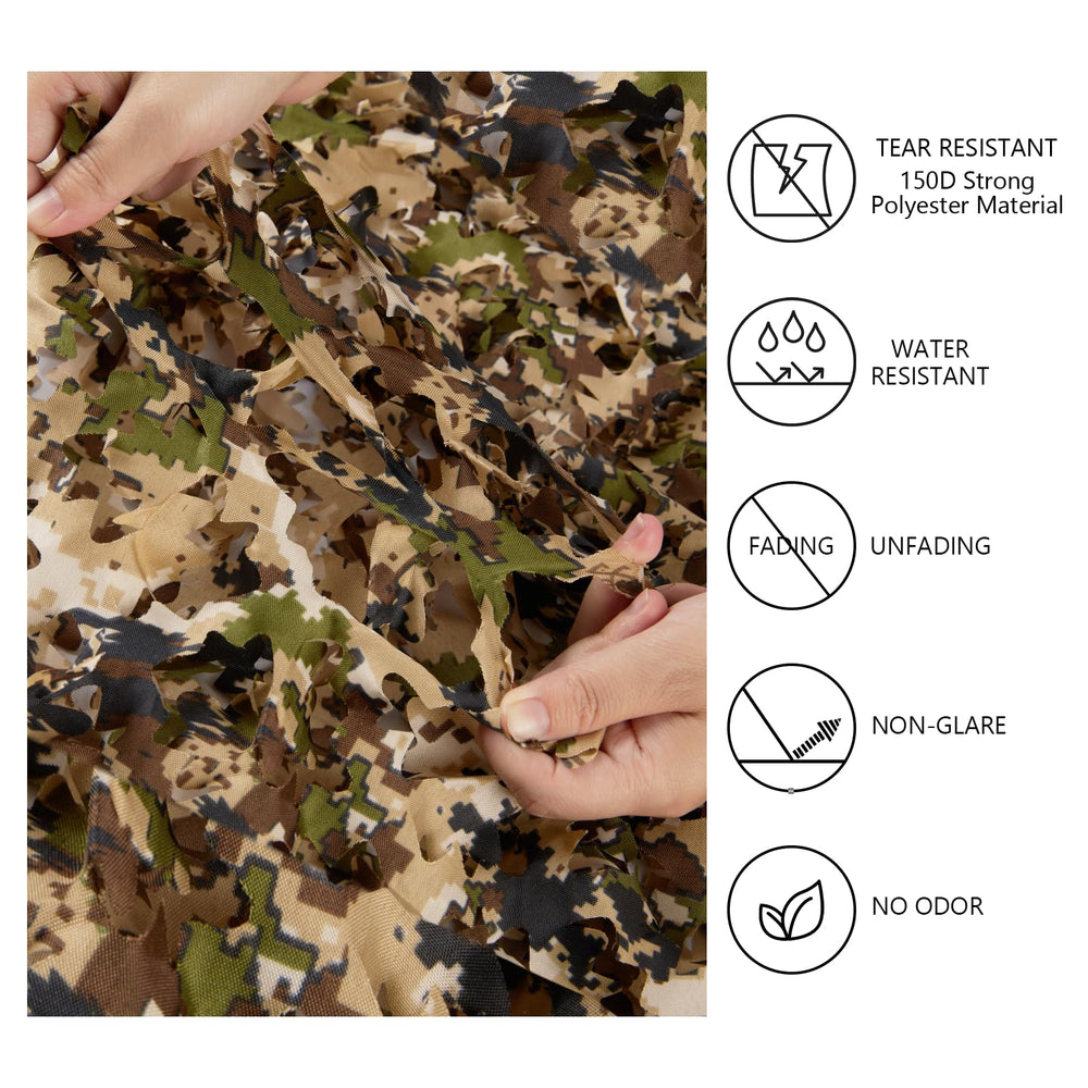 BASSDASH camo netting close-up shows 3D leaf structure for enhanced concealment.