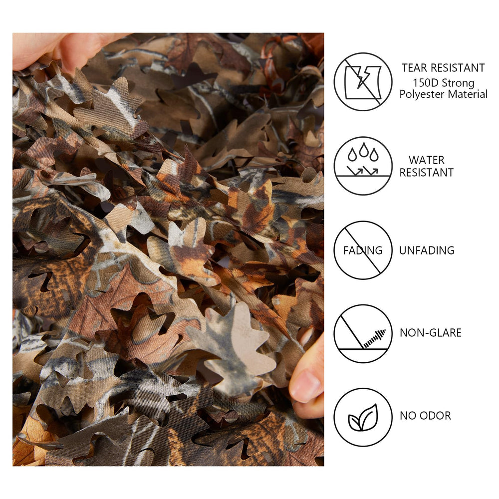 BASSDASH camo netting 3D leaf structure highlighting concealment in the field.