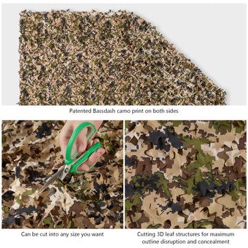 BASSDASH camo netting cut-and-join feature enables customizable camouflage setups.
